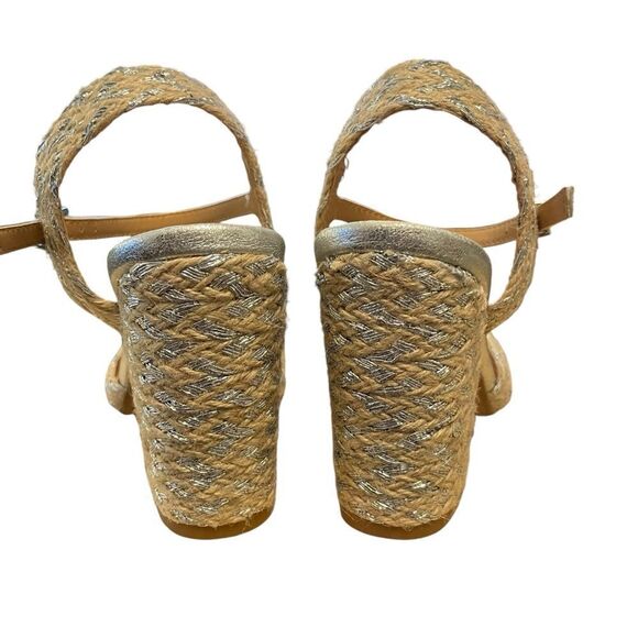 Express Metallic Strad Jute Block Heeled Sandals Size 7 NEW - Picture 5 of 6